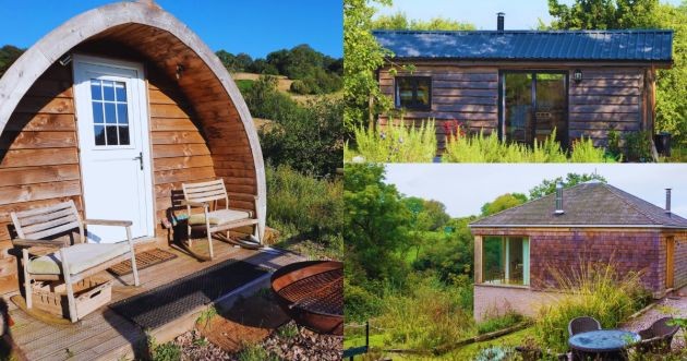 Accommodation at Trealy Farm — a wooden glamping pod, barn stay and log cabin